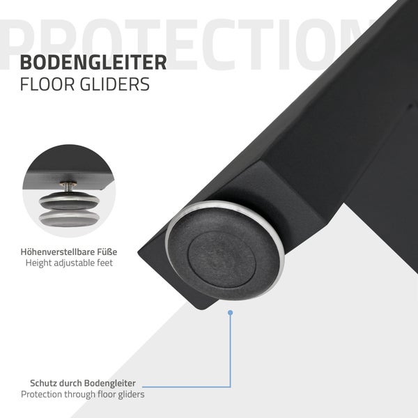 ECD Germany 2x Tischbeine A-Form A-Design, 70 x 72 cm, Schwarz, aus pulverbeschichtetem Stahl, Industriedesign, Metall Tischkufen Tischuntergestell Tischgestell Möbelfüße, für Esstisch Schreibtisch