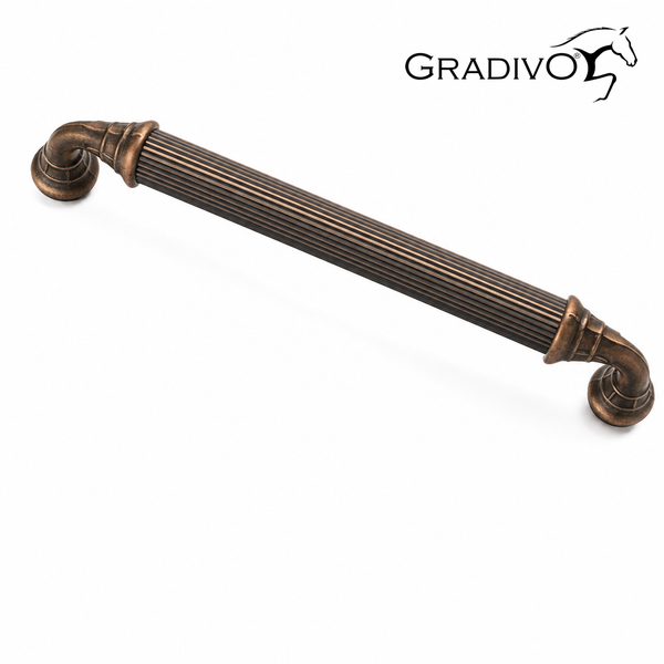 Gradivo Möbelgriff aus Metall mit geriffeltem Design in Bronze-Optik
