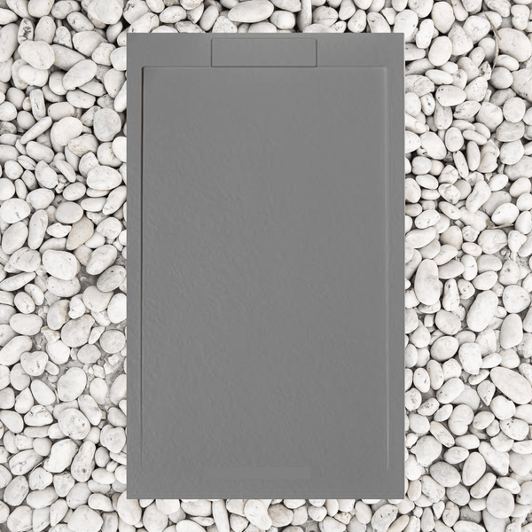 Duschwanne 140X100 cm GRAU Vulcano Line SLIM Aus Kunstharz und Marmorpulver Mit Seitengitter AUS MARMORHARZ - FRASCIO