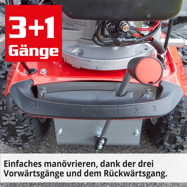 Detailansicht des Getriebes einer Kehrmaschine mit drei Vorwärtsgängen und einem Rückwärtsgang