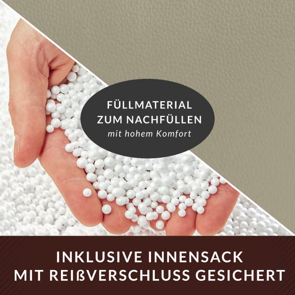 Füllmaterial zum Nachfüllen mit hohem Komfort und inklusive Innensack mit Reißverschluss gesichert