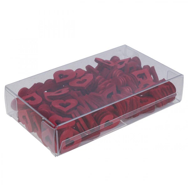 Dekorative Holzherzen in einer Kunststoffbox