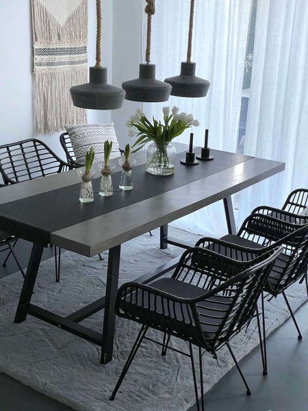 Novum Esstisch Betontisch 200x90x75 cm Stahlgestell schwarz