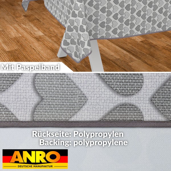 Tischdecke mit Herzmuster und Paspelband