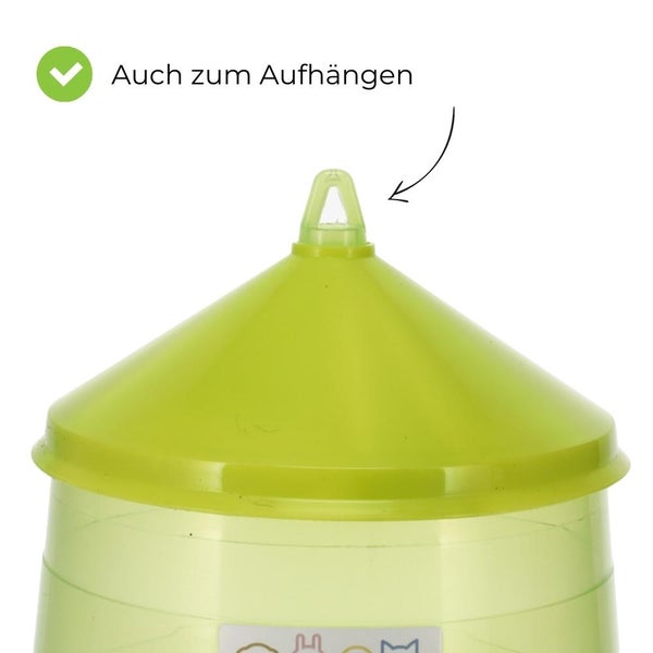 GarPet Futterautomat Hühner mit Stand Füßen grün Geflügel Futterspender Futtertrog 4 Kg Wachteln Trog Automatisch groß