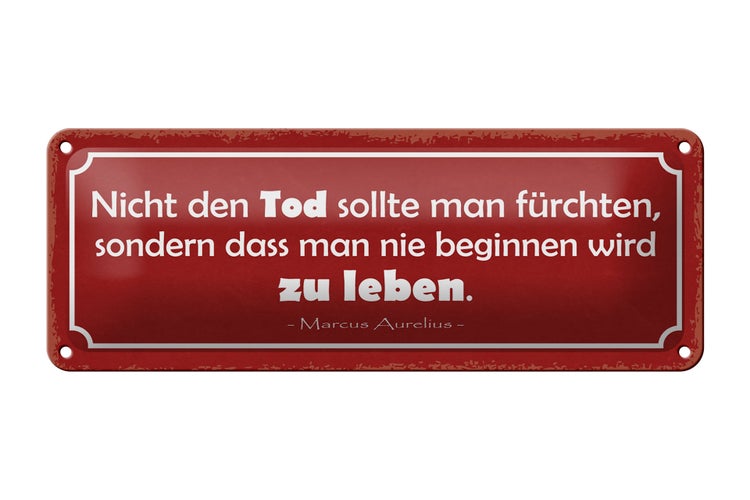 Blechschild Spruch 27x10cm Tod sollte man nicht fürchten Dekoration