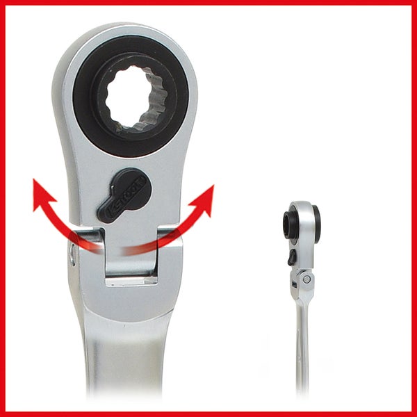 KS TOOLS 4 in 1 GEARplus umschaltbar Gelenk-Doppel-Ringschlüssel 10 x 13 - 17 x 19 mm - 503.4745
