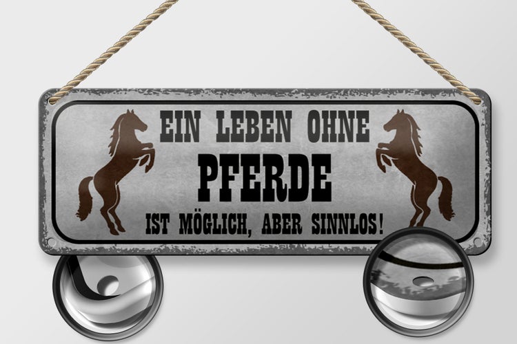 Blechschild Spruch 27x10cm Leben ohne Pferde sinnlos Dekoration