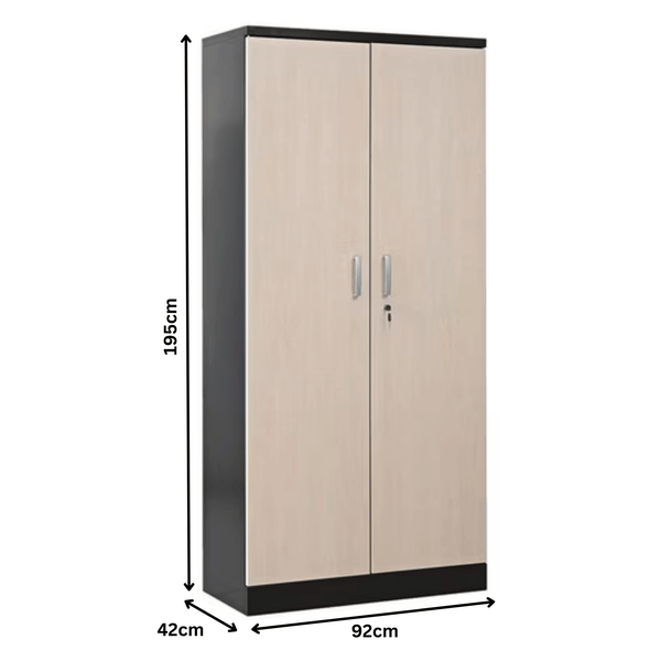 PROREGAL Aktenschrank Beetle 4 Fachböden HxBxT 195 x 92 x 42 cm Schwarz & Ahorn