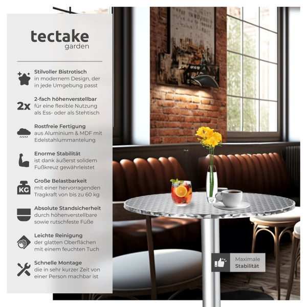 Bistrotisch von tectake Garden mit Getränk und Kaffeetasse