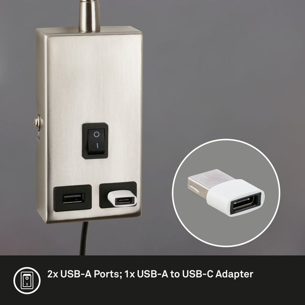 Leselampe LED Bettlampe Wandlampe Schwenkbar 2x USB Port Kabelschalter GU10
