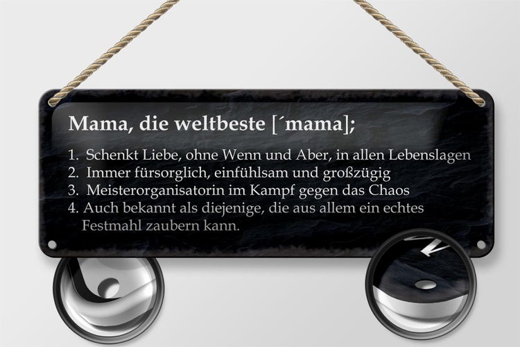 Blechschild Spruch 27x10cm Mama die weltbeste schenkt Liebe Dekoration