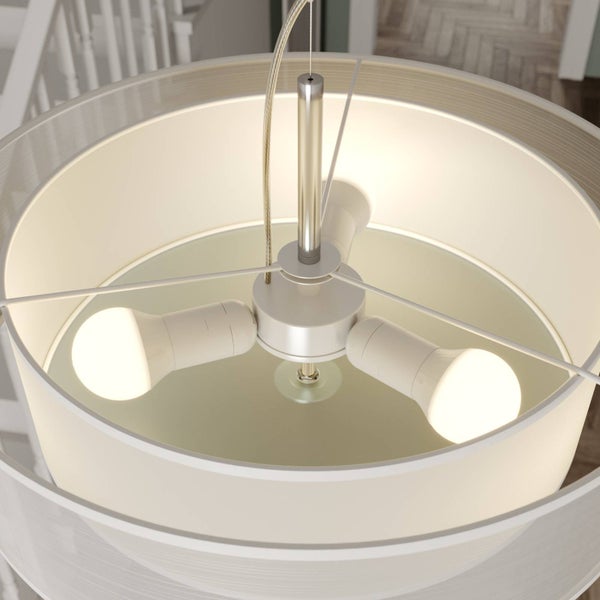 Lindby Pendelleuchte Pikka (Modern) in Weiß aus Metall (3 flammig, E27) - Textil Hängeleuchte Esstischlampe Hängelampe Wohnzimmerleuchte