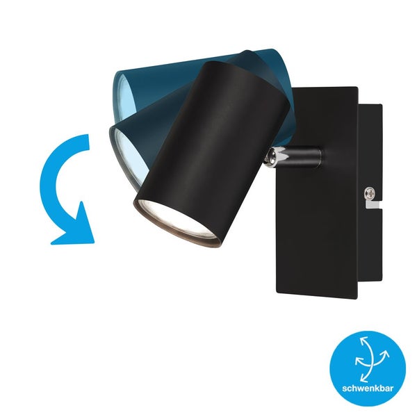 Wandspot Schwenkbar Spot 1-flammig GU10 max. 40 Watt Schwarz Metall Briloner