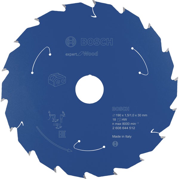 Bosch Kreissägeblatt Expert for Wood für Akku-Handkreissägen 190 x 1,5 x 30 mm 18 - 2608644512
