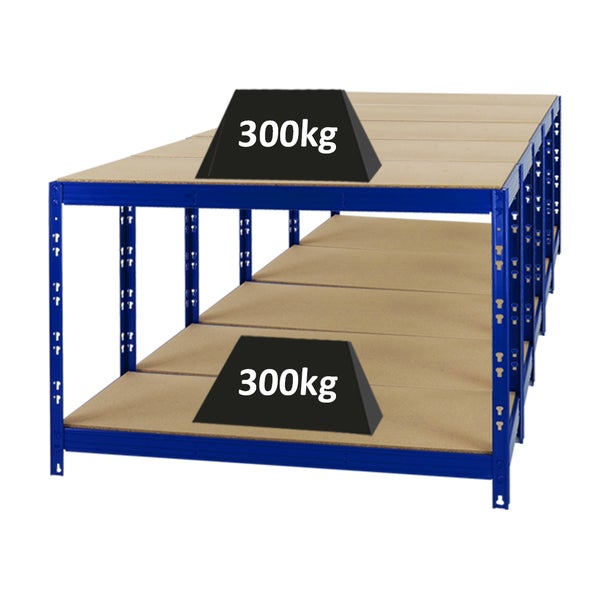 PROREGAL Mega Deal 5x Werkbank Tiger HxBxT 90 x 140 x 60 cm Fachlast 300 kg Blau