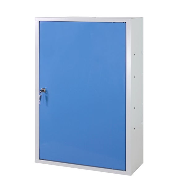 PROREGAL Werkzeugwandschrank mit Tür 1 Fachboden HxBxT 75 x 50 x 20 cm Lichtgrau Blau