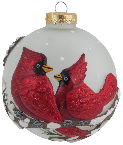 Frost 10cm Glaskugel mit 3D-Vogel hochwertig handdekoriert (1 Stück), 1 Stck., Weihnachtsbaumkugeln, Christbaumschmuck, Weihnachtsbaumanhänger
