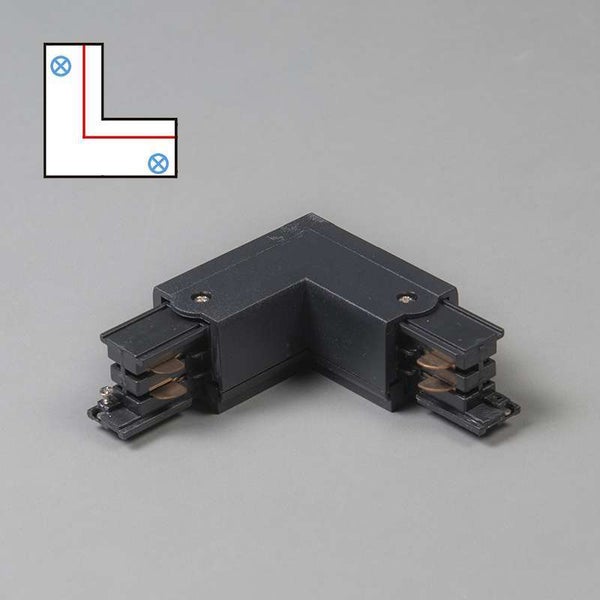 L-Kupplungsstück für 3-Phasen-Schiene schwarz rechts - 3-phasig