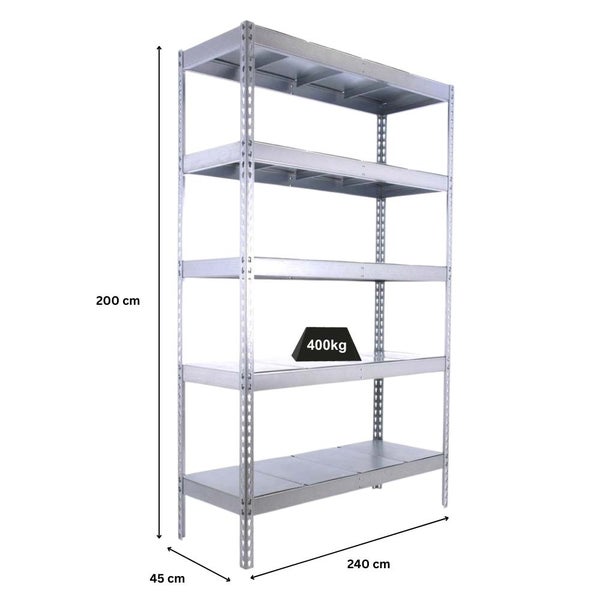 PROREGAL Schwerlastregal Metal Beast Five HxBxT 200 x 240 x 45 cm Fachlast 400 kg Verzinkt