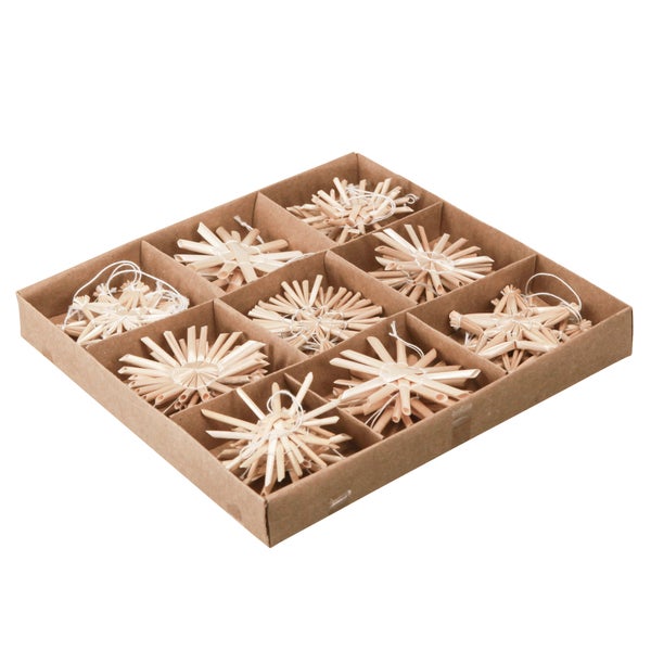 Strohsterne in Kartonverpackung als Weihnachtsdekoration