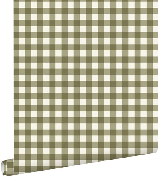 Vliestapete mit Karomuster im Gingham-Stil, Tapetenrolle für die Wandgestaltung.