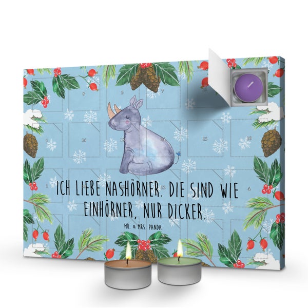 Mr. & Mrs. Panda Duftkerzen Adventskalender Einhorn Nashorn - Blau Pastell