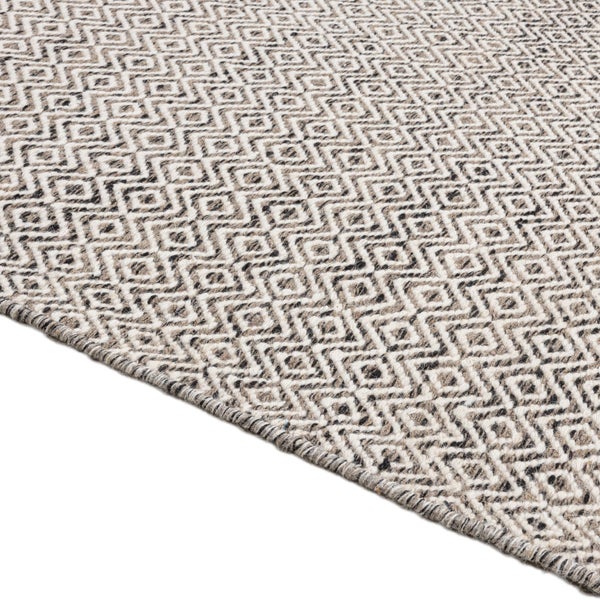 Wendbarer Wollteppich im skandinavischen Design 2-Seitiger Skandi Naturgrau 80x150 cm