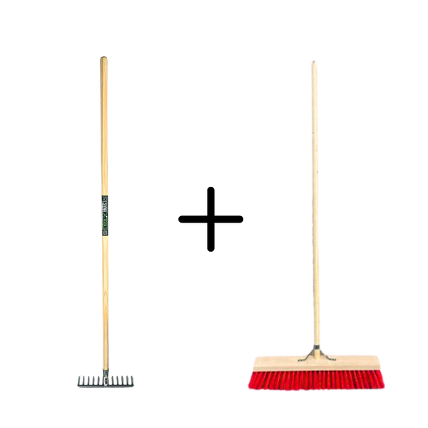 Laubbesen und Kehrbesen Set für Gartenarbeiten