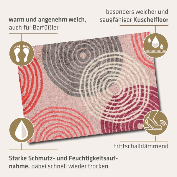 Akzente Feel Badematte mit Motiv in Rosa Fußmatte 50 x 70 cm, rutschfest, saugfähig
