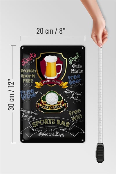 Blechschild Spruch 20x30cm sports bar Golf relax and enjoy