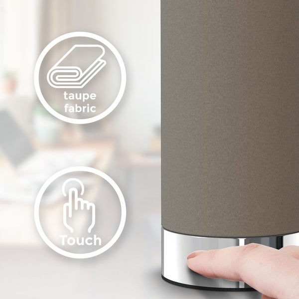 Nachttischlampe - touch, dimmbar, mit Stecker, E14 Fassung, taupe