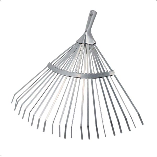 Fächerbesen aus Metall für Gartenarbeiten zum Zusammenrechen von Laub und Rasenschnitt