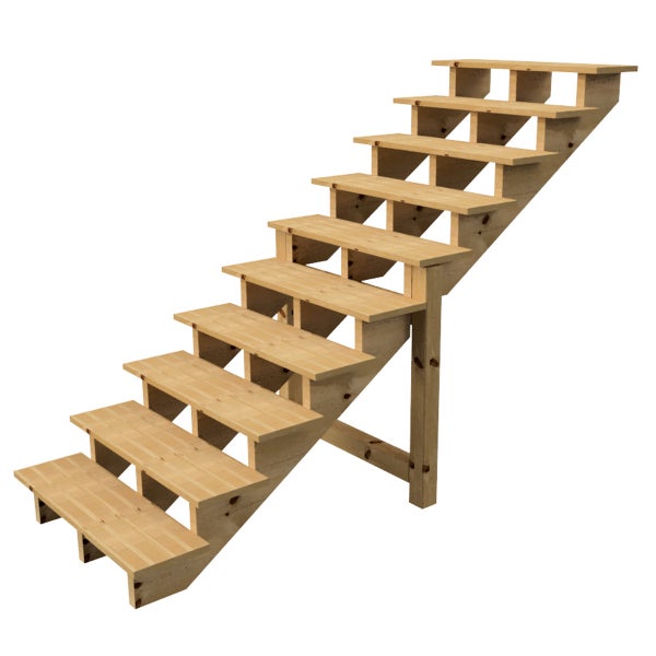 Holztreppe mit sieben Stufen für den Außenbereich