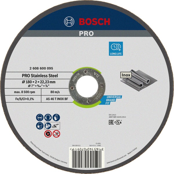 Bosch Pro Trennscheibe für Edelstahl, Durchmesser 180 Millimeter