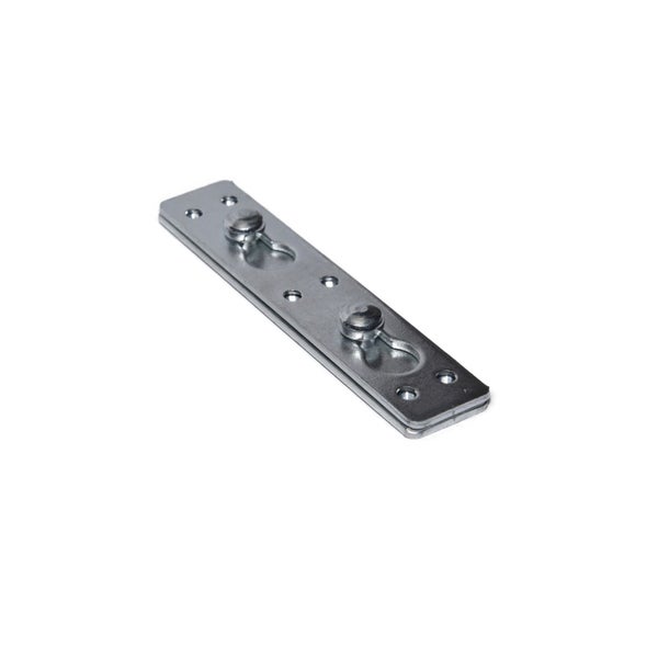 Metallverbinder für Möbelbau, flache Montageplatte mit zwei Bolzen und Schraublöchern