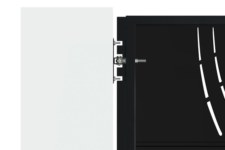 Detailansicht eines Gartentors mit Schlossmechanismus