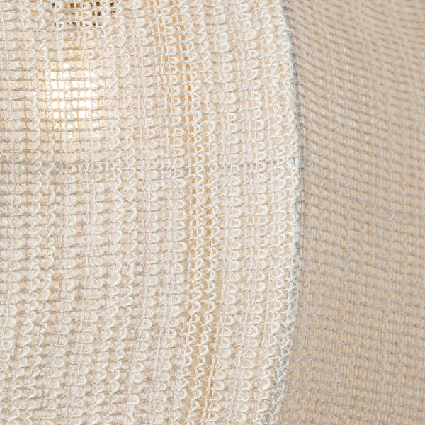 Hängeleuchte aus Textil und Holz