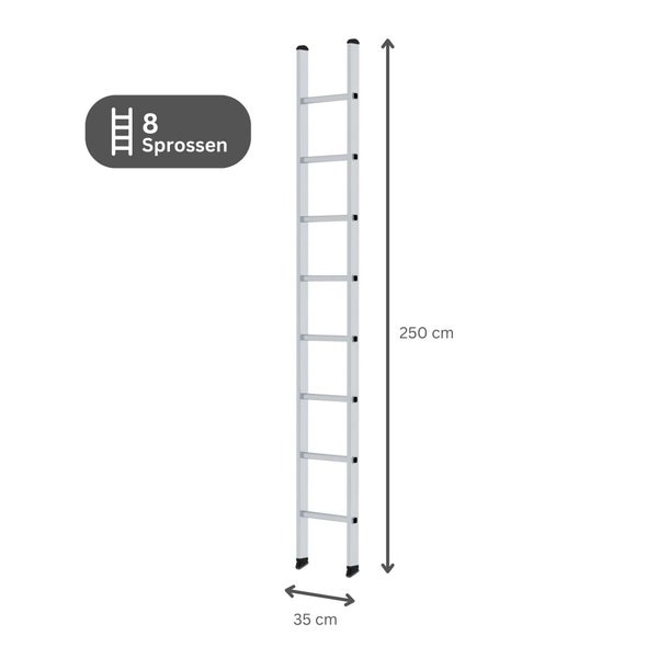 PROREGAL Sprossen-Anlegeleiter 350 mm Breit Ohne Traverse 8 Sprossen