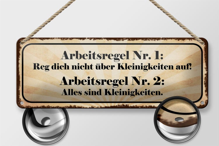 Blechschild Spruch 27x10cm Arbeitsregel Nr.1 reg dich nicht Dekoration