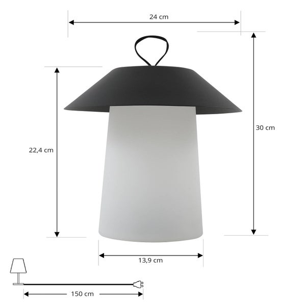 Lindby LED Akkutischlampe, dimmbare Akku Tischlampe kabellos mit Touchdimmer aufladbare tragbare Tischleuchte Outdoor Garten IP44