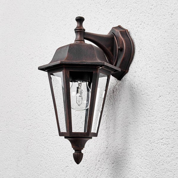 Lindby Wandleuchte außen Lamina (spritzwassergeschützt (Retro, Vintage Antik) in Braun aus Aluminium (1 flammig E27) - Außenwandleuchten Wandlampe Led Außenlampe Outdoor für