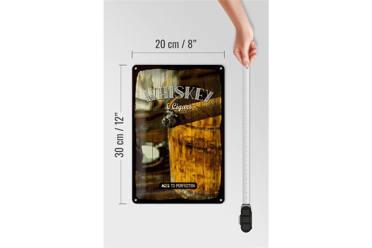 Blechschild Spruch Whiskey & Cigars aced to perfection 20x30cm
