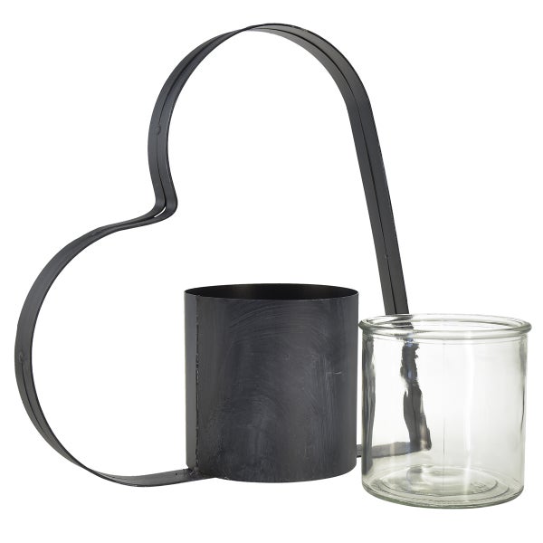 Dekorationsobjekt mit Herzform, Metallhalterung und zwei Behältern