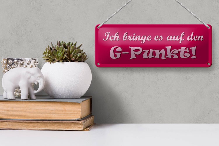Blechschild Spruch 27x10cm Ich bringe es auf den G-Punkt Dekoration