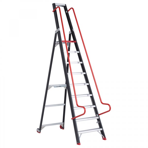 Leiter mit Rollen und Sicherheitsbügel