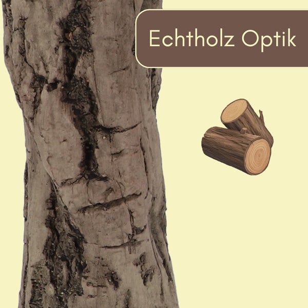 Oberfläche in Echtholz-Optik mit Baumrinden-Struktur.