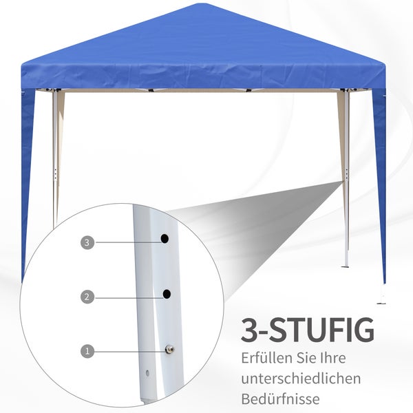 Outsunny Pavillon ca. 3x3m, wasserabweisend Stabil Winterfest Pop-up Faltpavillon, UV Schutz, Faltbar Partyzelt Gartenzelt mit Tasche, Gartenpavillon für Camping Garten, Blau