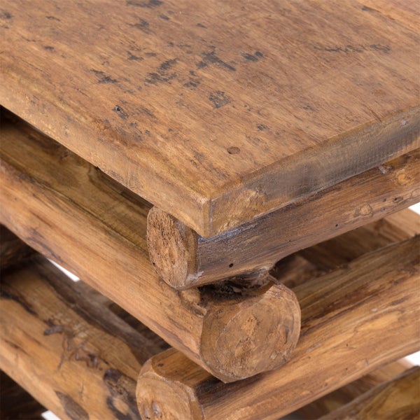 Hocker BLOCK 38 Teak Recyclingholz massiv 08 honigfarben gewachst