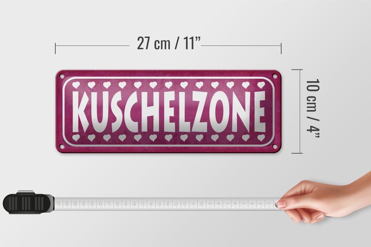 Blechschild Spruch 27x10cm Kuschelzone Herzen Dekoration